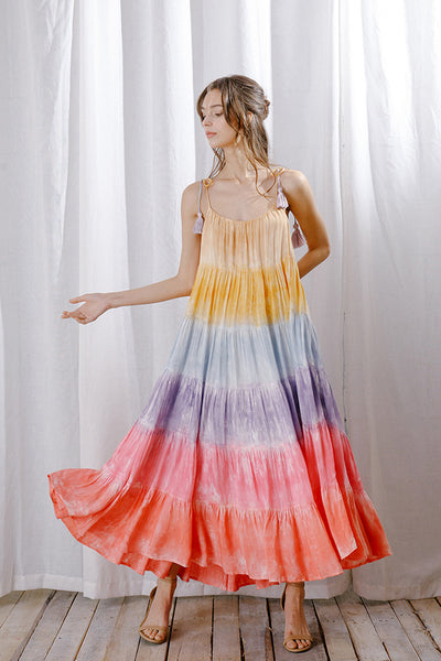 Storia Rainbow Tie-dye Color Block Maxi Dress Warm Bright Girl Intuitive Storia Rainbow Tie-dye Color Block Maxi Dress Warm Bright Girl Intuitive