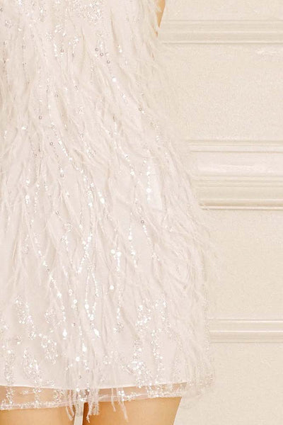 Dresses - Storia Sequined Beaded Flowers and Feather Mini Dress - Girl Intuitive - Storia -