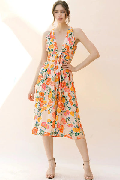 Dresses - Storia Warm Floral Midi Dress - Girl Intuitive - Storia -