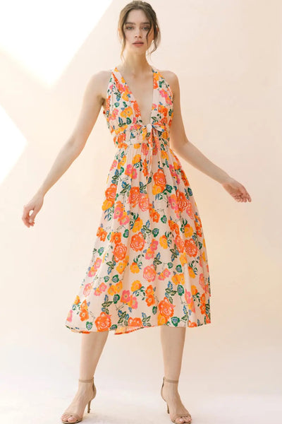 Dresses - Storia Warm Floral Midi Dress - Girl Intuitive - Storia -