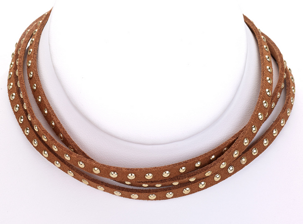 Necklace - Studded Wrap Choker - Girl Intuitive - Island Imports -