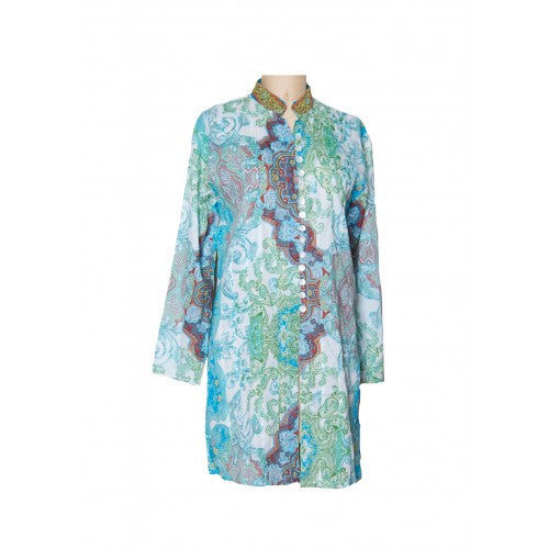 Tunic - Sujana Panel Tunic Top in Aqua Green - Girl Intuitive - Dolma -