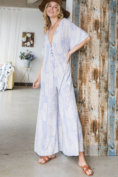 Bucketlist Super Comfy And Cozy Lavender Print Jumpsuit – Girl