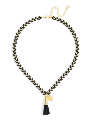Necklace - Tassel Pendant Short Necklace in Assorted Colors - Girl Intuitive - Zenzii - Black