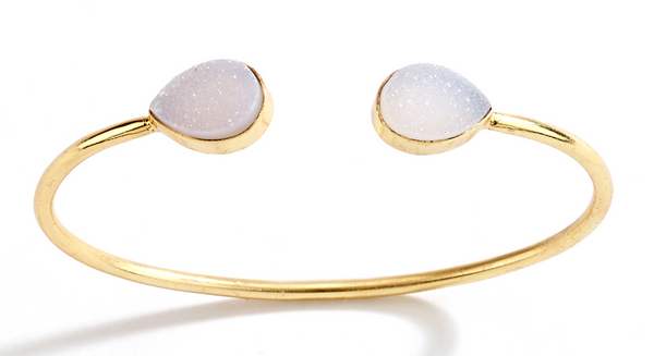 bracelet - Teardrop Druzy Bangle Bracelet - Girl Intuitive - Island Imports - White