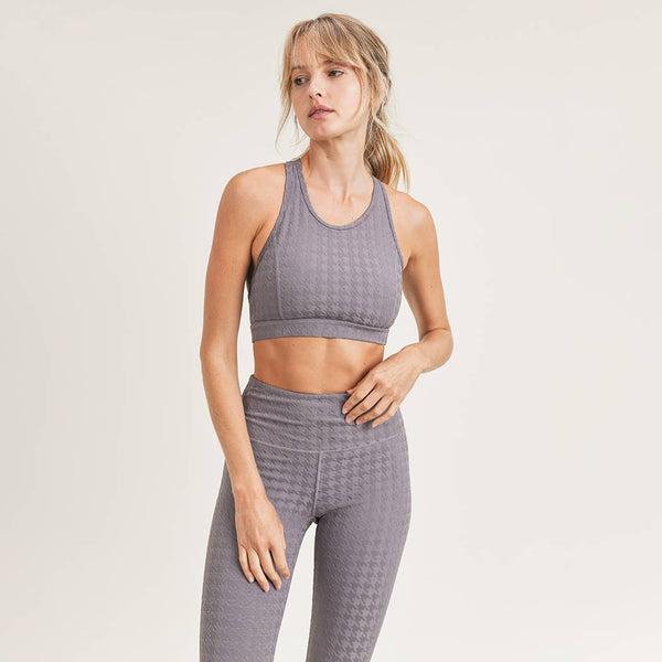 Sports Bra - Textured Houndstooth Jacquard TACTEL® X-Back Sports Bra - Girl Intuitive - Mono B -