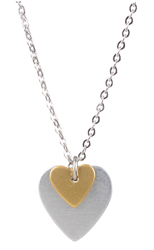 Necklace - Tiny Gold Over Silver Heart Pendant - Girl Intuitive - Jillery -
