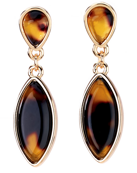 earrings - Tortoise Pear Drop Earrings - Girl Intuitive - Island Imports -