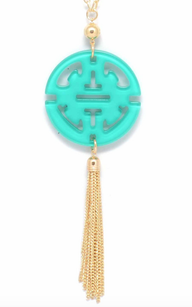 Necklace - Travel Tassel Long Necklace - Girl Intuitive - Zenzii - Teal