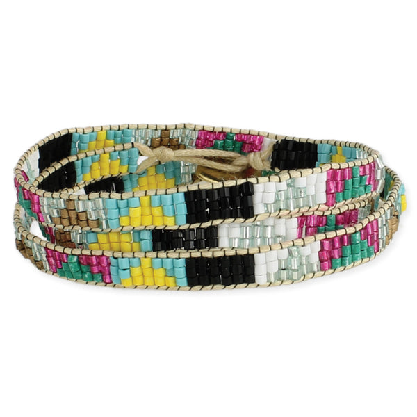 bracelet - Triangle Design Beaded Wrap Bracelet - Girl Intuitive - zad -