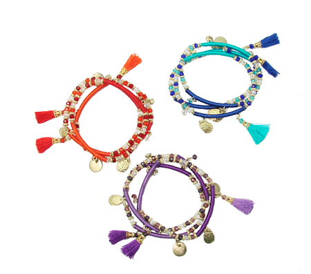 bracelet - Triple Threaded Charm Bracelet - Girl Intuitive - WorldFinds -