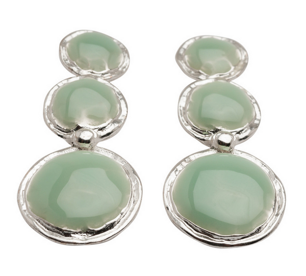 earrings - Karine Sultan Triple Green Dangle Earrings in Silver - Girl Intuitive - Karine Sultan -