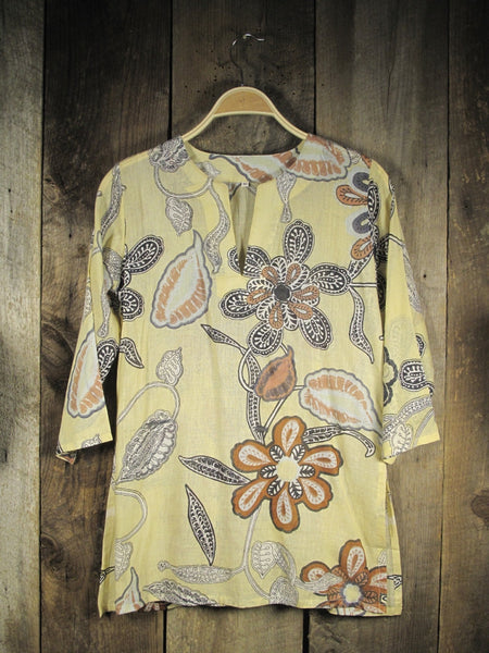Tunic - Cotton Tunic Top in Neutral Print - Girl Intuitive - Nusantara -