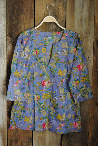 Tunic - Cotton Tunic Top in Serene Garden - Girl Intuitive - Nusantara -