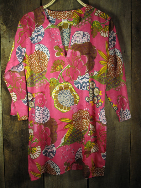 Tunic - Cotton Tunic Top Mums on Pink - Girl Intuitive - Nusantara -