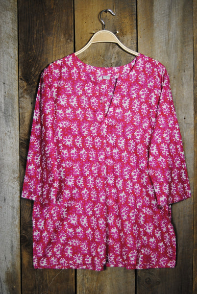 Tunic - Cotton Tunic Top in Fuchsia - Girl Intuitive - Nusantara -