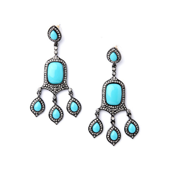earrings - Turquoise Glam Boho Earrings - Girl Intuitive - Girl Intuitive -