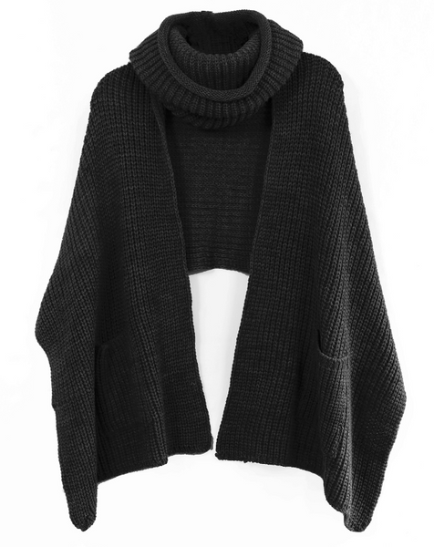 Scarves - Turtle Neck Shawl - Girl Intuitive - Christian Livingston - Black