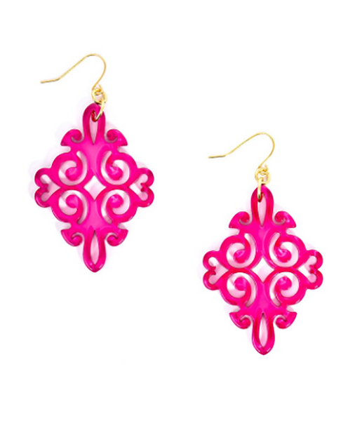 earrings - Twirling Blossom Earrings - Girl Intuitive - Zenzii - Hot Pink