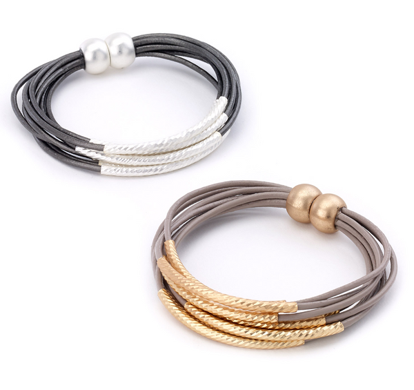 bracelet - Twisted Tube Leather Bracelet - Girl Intuitive - Island Imports -