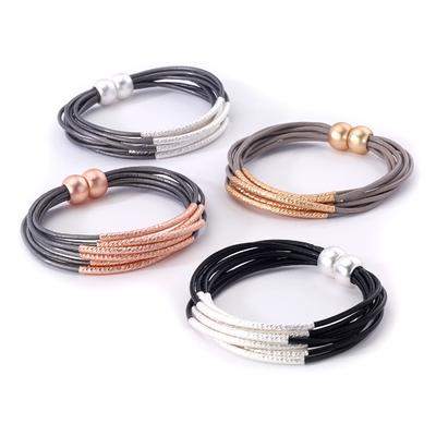 bracelet - Twisted Tube Leather Bracelet - Girl Intuitive - Island Imports -