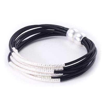 bracelet - Twisted Tube Leather Bracelet - Girl Intuitive - Island Imports - Black