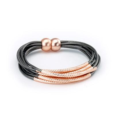 bracelet - Twisted Tube Leather Bracelet - Girl Intuitive - Island Imports - Rose Gold