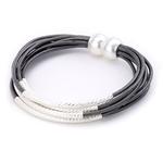 bracelet - Twisted Tube Leather Bracelet - Girl Intuitive - Island Imports - Silver