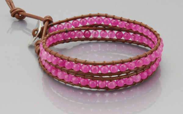 bracelet - Two Rows Wrap Bracelet in Pink - Girl Intuitive - Girl Intuitive -
