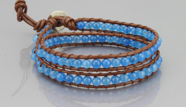 bracelet - Two Rows Wrap Bracelet in Blue - Girl Intuitive - Girl Intuitive -