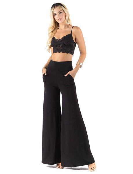 Pants - Urban X Solid Color Highwaisted Palazzo Pants - Girl Intuitive - Urban X - S / Black