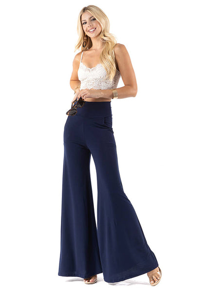 Pants - Urban X Solid Color Highwaisted Palazzo Pants - Girl Intuitive - Urban X - S / Navy