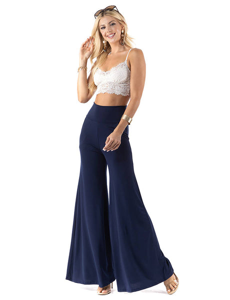 Pants - Urban X Solid Color Highwaisted Palazzo Pants - Girl Intuitive - Urban X - M / Navy