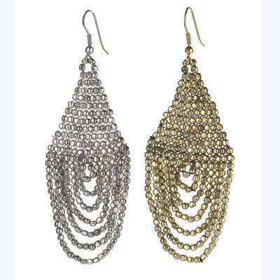 earrings - Chandelier Metallic Beaded Earrings - Girl Intuitive - Island Imports -