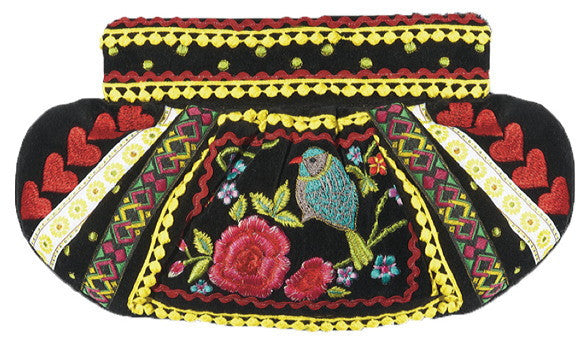 Bags - Velvet Embroidery Clutch - Girl Intuitive - Moyna -