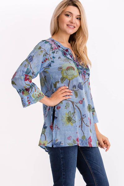 Tunic - Vintage Floral Tunic with Embroidery Navy - Girl Intuitive - Magazine Clothing -