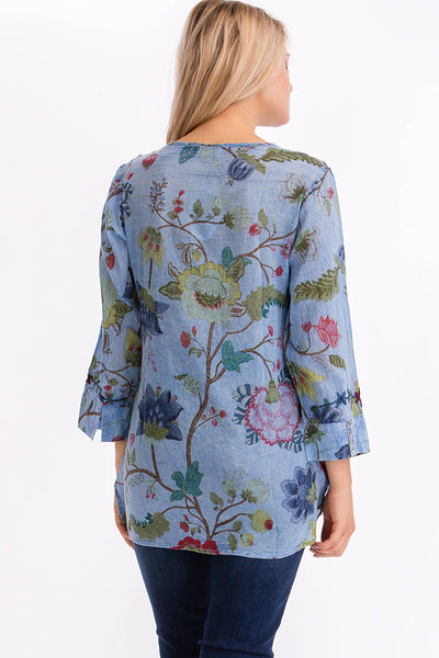 Tunic - Vintage Floral Tunic with Embroidery Navy - Girl Intuitive - Magazine Clothing -