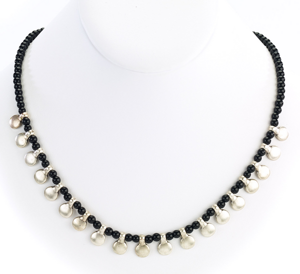necklace - Vintage Turkish Beaded Short Necklace - Girl Intuitive - Island Imports - Black