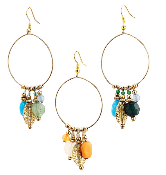 earrings - Wire Hoops with Charms - Girl Intuitive - Island Imports -