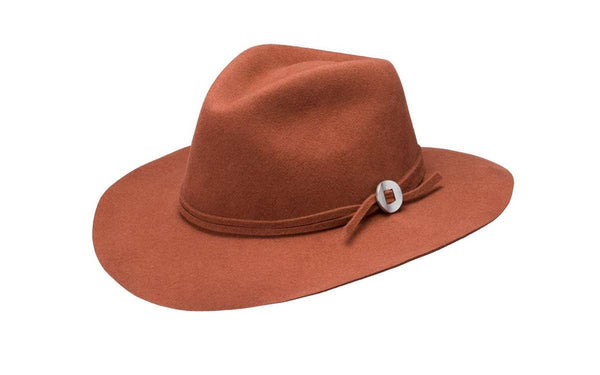 hat - Phoebe Wool Felt Wide Brim Fedora Hat - Girl Intuitive - Jamie Slye - S / Orange