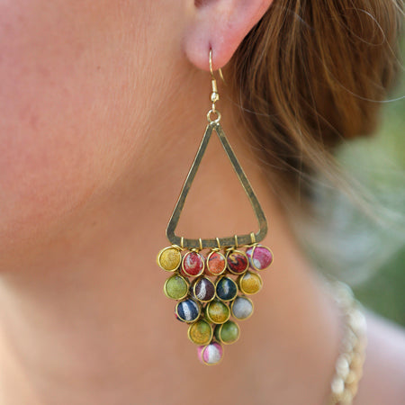 earrings - Worldfinds Kantha Reflective Chandeliers - Girl Intuitive - WorldFinds -