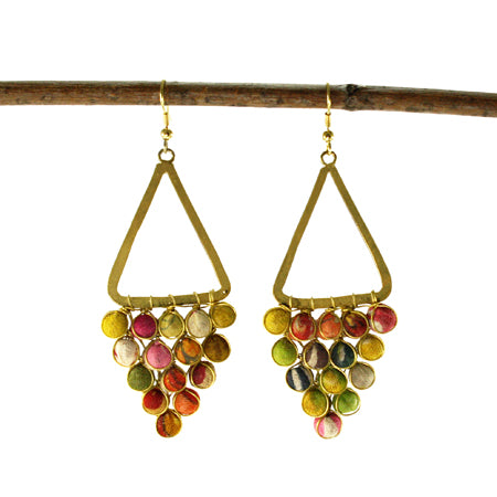 earrings - Worldfinds Kantha Reflective Chandeliers - Girl Intuitive - WorldFinds -