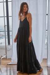 Woven Cotton Gauze Cross Back Ruffle Maxi Dress – Girl Intuitive