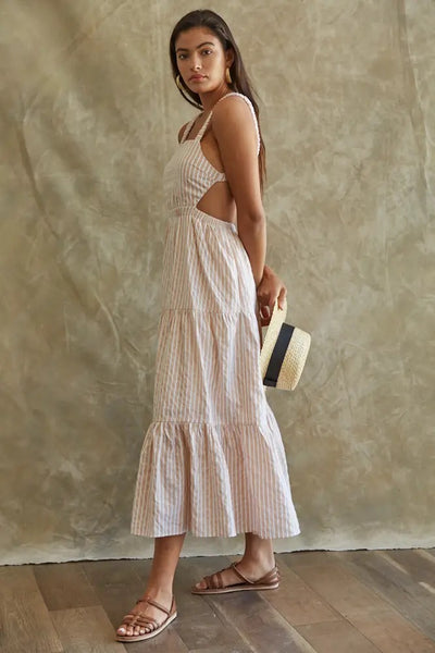 Woven Cotton Sleeveless Open Back Maxi Dress Girl Intuitive Woven Cotton Sleeveless Open Back Maxi Dress Girl Intuitive