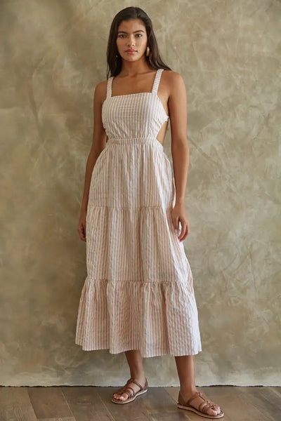 Dresses - Woven Cotton Sleeveless Open Back Maxi Dress - Girl Intuitive - By Together -