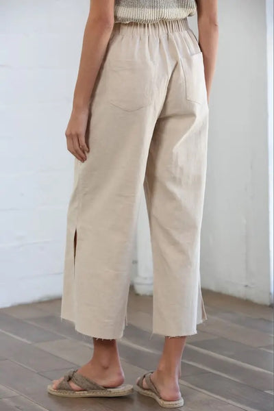 Pants - Woven Linen Straight Wide Pants - Girl Intuitive - By Together -