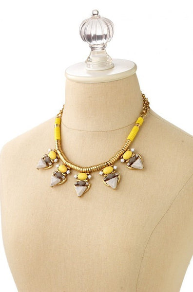 Necklace - Yellow Cabochon Statement Necklace - Girl Intuitive - Girl Intuitive -