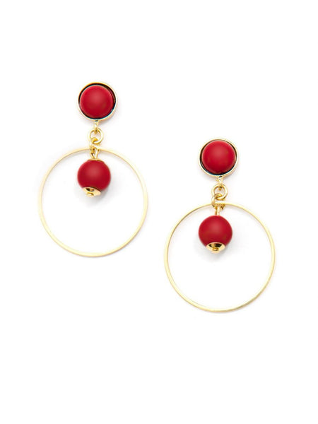 earrings - Zenzii Luxor Beaded Drop Earrings - Girl Intuitive - Zenzii - 2" / Red