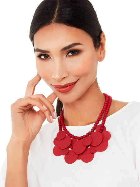 Necklace - Zenzii Matte Medallion Bib Necklace - Girl Intuitive - Zenzii -