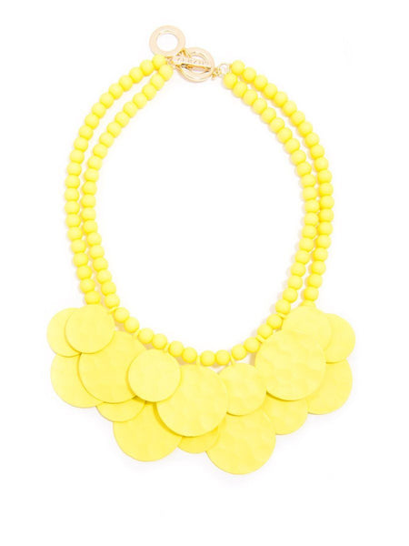 Necklace - Zenzii Matte Medallion Bib Necklace - Girl Intuitive - Zenzii - 15" / Yellow